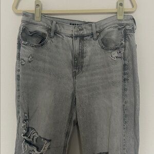 AE Gray Distressed Jeans Regular Straight Leg Size 12